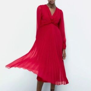 NWOT ZARA Pleated Midi Dress Sz Small